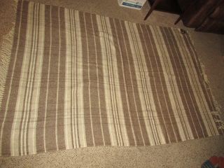 Samband Of Iceland Wool Blanket Throw 53 X 78 Tan Stripe