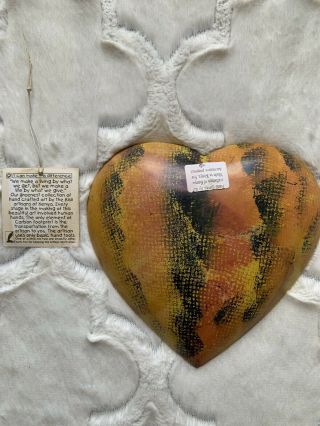 Kisii Kenya Africa Heart Hand Carved Paint Stone Art Wildlife Plate Soapstone 2