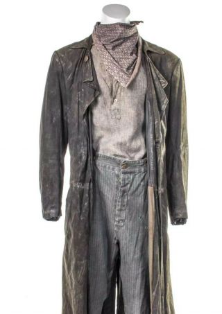 Preacher Trench Coat Shirt Pants Scarf Leather Duster Western Sass Large Cowboy