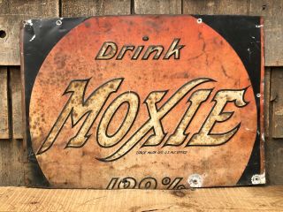 Vintage 30’s Drink Moxie Soda Beverage Country General Store Advertising Sign