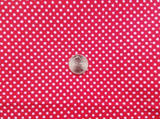 Vintage Flocked Fabric Red With White Swiss Dot 44 " W X 43 " Semi Sheer