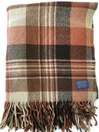 Vintage Pendleton 100 Wool Tartan Plaid Throw Blanket