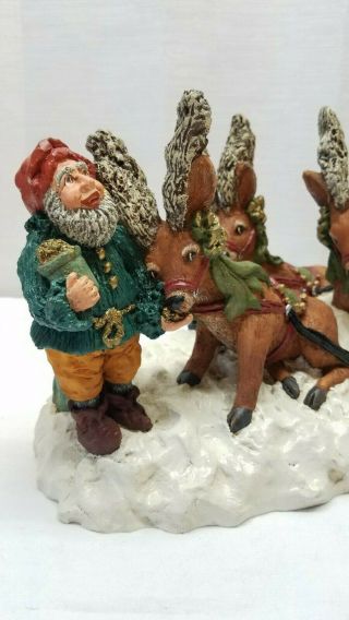 Vintage Christmas June McKenna Santa Claus Reindeer Statue 1990 Elf Decoration 3