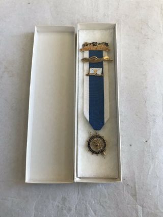 Dar Daughters Of The American Revolution Insignia Pin On Ribbon 14k Gold Boxed