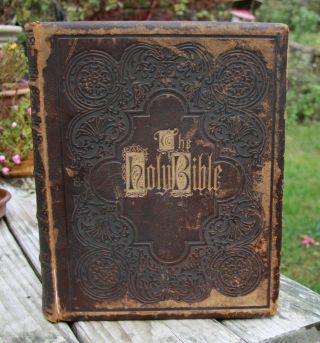 Antique 1871 Large Leather Family Holy Bible