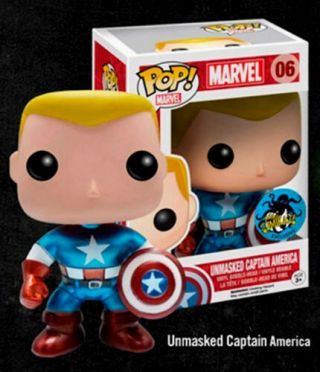 Funko Pop Marvel_metallic Unmasked Captain America 3.  75 " Vinyl Figure_comikaze