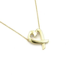 18k Yellow Gold Tiffany & Co.  Paloma Picasso Heart Pendant 18 " Necklace 808b - 6