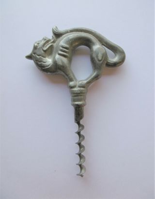 Antique Art Deco Swedish Pewter Corkscrew - Mythical Animal - Ca 1925 - V Rare.