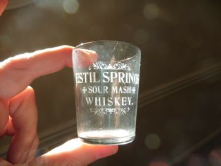Etched Pre Pro Shot Glass Estil Springs Sour Mash Whiskey Pfeifer Cincinnati Oh