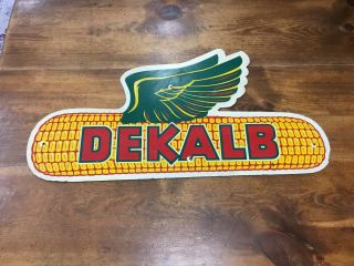 Vintage Dekalb Feed Sign Flying Corn Farm Agriculture Sign 31” X 16” Colors