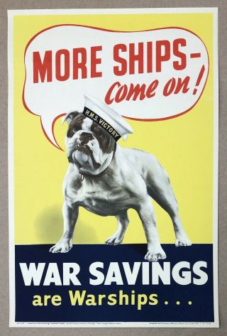 Vintage Wwii Poster More Ships Come On War Savings British World War Ii