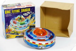 Yoshiya Masudaya Horikawa King Flying Saucer Ufo Tin Japan Vintage Space Toy