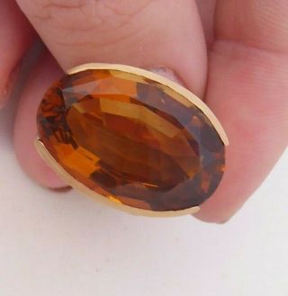 9ct Gold Very Large Citrine Heavy Ring,  12.  2 Grams,  9k 375