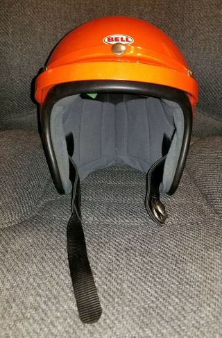Vintage Bell Toptex Orange Helmet With Visor Size 7
