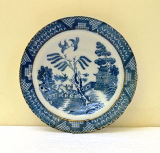 Vintage Japanese Blue & White Porcelain Landscape Sauce Dish Bowl