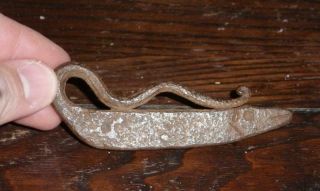 Scarce 18th C Figural Sea Serpent Flint Striker Forged Iron Antique Folk Art NR 2