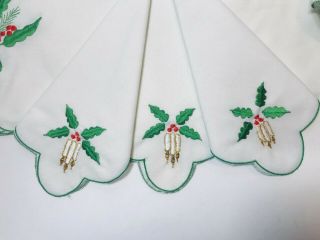 Vintage Mid Century Hand Embroidered Christmas Placemats & Napkins Set 6 Each 3