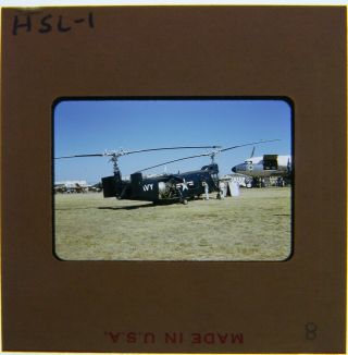 Vintage Kodachrome 35mm Slide Helicopter Bell Hsl - 1 Navy Airplane Photo