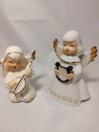 Vintage Angel Choir Figurines - Chase Hand Painted Made In Japan Ceramic 4.  50 "