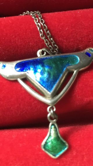 Gorgeous Charles Horner Arts And Crafts Silver Enamel Pendant
