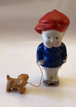 Sooky Bisque Figurine Nodder With Dog 1930s Skippy Comic Strip Japan Vintage