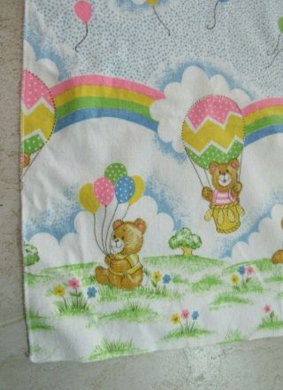 Vintage Toddle Time Baby Receiving Blanket Bears Balloons Cotton 26 " X 38 "