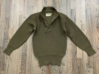 Vintage 1945 U.  S.  Army Green Wool High Neck Sweater Ww2 Wwii Small