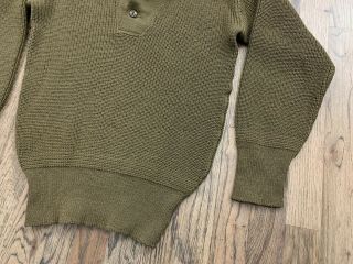Vintage 1945 U.  S.  Army Green Wool HIGH NECK Sweater WW2 WWII SMALL 2