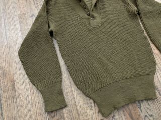 Vintage 1945 U.  S.  Army Green Wool HIGH NECK Sweater WW2 WWII SMALL 3