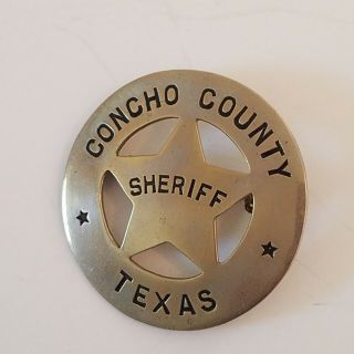 Vintage Sheriffs Badge Concho County Texas 2 " Diameter Badge
