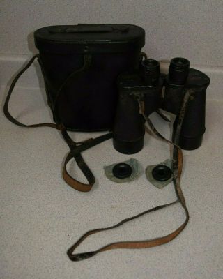 Ww 2 1943 Us Navy Bu.  Ships Mark 32 Mod.  2 7 X 50 Binoculars W/ Case & Filters