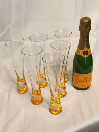 Veuve Clicquot Ponsardin Champagne Flutes Glass Rare Set Of 6