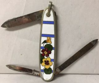 Vintage Cattaraugus Folding Pocket Knife 2 Sided Enamel