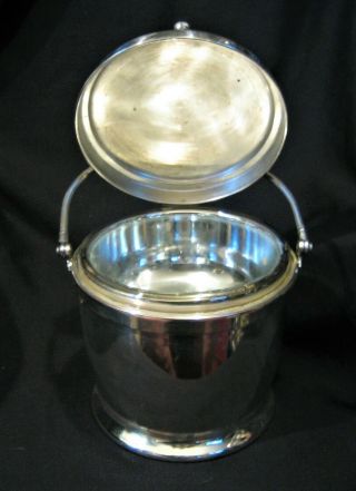 Vintage Silverplated Apollo Ice Bucket With Hinged Lid And Mercury Glass Liner