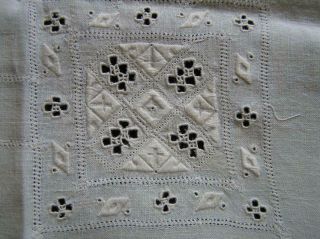 Vintage Linen Table Cloth Cut Work Embroidery Needle Lace Filet Edge 36x36