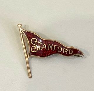 Rare Vintage 1930s - 1940s 14k Gold And Enamel Stanford University Pin