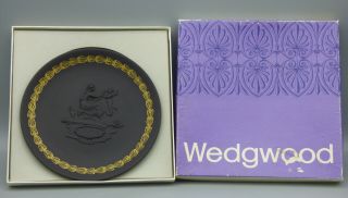 Wedgwood " Mother " Black Basalt Ware Plate 1971 W/ Box England