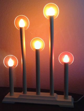 Vintage Noma 5 Light Staggered Xmas C - 7 Candolier Candles With Halos