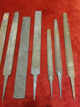 15 Vintage Steel Files Rasps Flat Half Round Triangle Woodworking Machining Tool 2