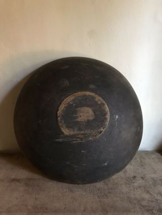 Huge Early Antique Wooden Dough Bowl Black Paint Aafa Patina