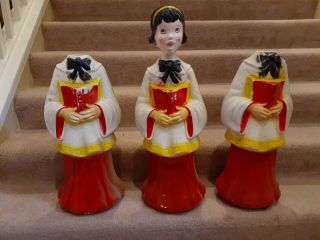 Vintage Empire Blow Mold Christmas Carolers Choir Boy & Girl 3 Bodies & 1 Head