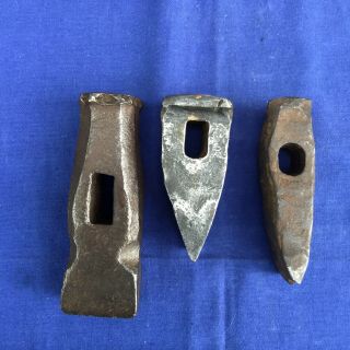 Antique Hand Forged Blacksmith Tool Heads : 2 Straight Peen : 1 Hammer