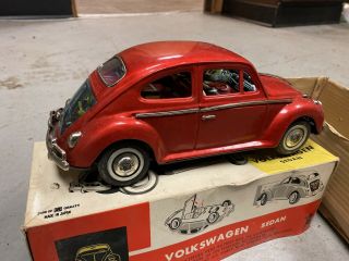 Great Shape Vintage Volkswagen Vw Beetle Tin Bandai Japan Bug Toy Car