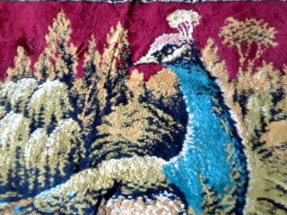 Vintage Peacock Tapestry Rug Made in Italy Gorgeous Bright Colors 2