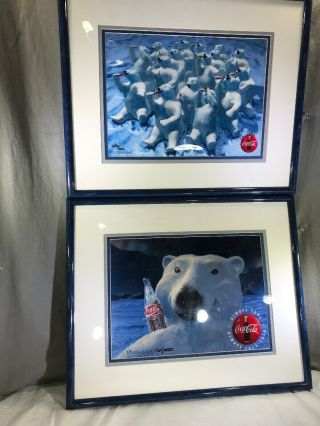 Two Framed Polar Bear Coca - Cola 17 