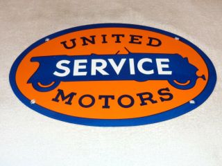 Vintage United Motor Service 16.  5 " Porcelain Metal Car Truck Gasoline & Oil Sign