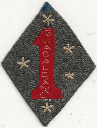 Ex/r/orig Wwii " Usmc,  1st Div,  Guadalcanal " Patch - Emb On Silk Made In China