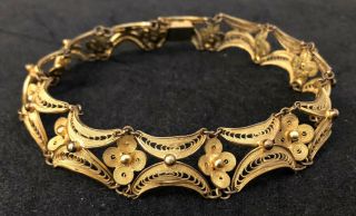 Antique Victorian Articulated Gilt Filigree Choker Necklace For Pendant