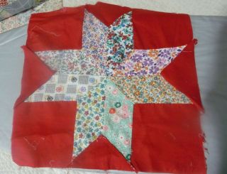 Vintage Hand Pieced Hand Sewn Cotton Quilt Star Parts 23 - 1930,  - 50 " S Fabric