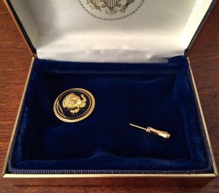 President George W.  Bush Cobalt 1/10 10k Lapel/collar Stick Pin - White House
